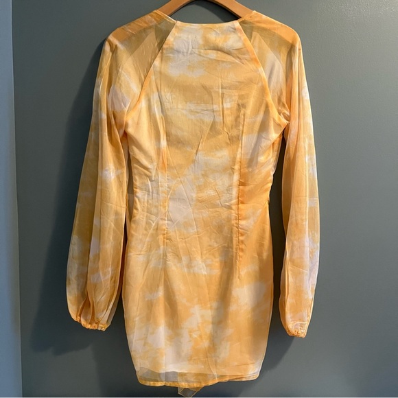 Pretty Little Thing Chartreuse Tie Dye Chiffon Bodycon Dress - Picture 10 of 13